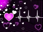 Purple Heart Background Means Organ Blood And Grid 
 Stock Photo