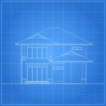 Drawing of home on blue Stock Photo