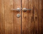 Wood Door Handles Stock Photo