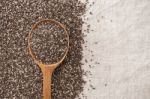 Chia Seeds In Spoon Background Stock Photo