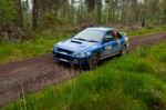 D. Creedon Driving Subaru Impreza Stock Photo