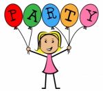 Party Balloons Represents Young Woman And Kids Stock Photo