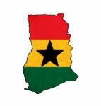 Ghana Map On Ghana Flag Drawing ,grunge And Retro Flag Series Stock Photo