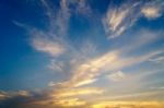 Dramatic Cloudy Sky In Twilight Time Stock Photo