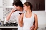 Couple Drinking Wine Stock Photo