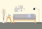 Flat Design Interior Living Room Stock Photo