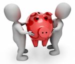 Savings Character Represents Piggy Bank And Illustration 3d Rend Stock Photo