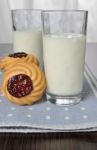 Glass Of Milk With Shortbread Stock Photo