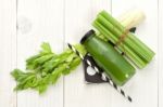 Vegetable Juice In Bottle Stock Photo