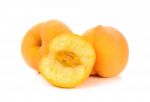 Yellow Peach Isolated On The White Background Stock Photo