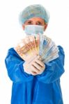 Doctor Showing Money Stock Photo