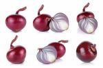 Red Onion Isolated On The White Background Stock Photo