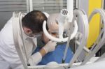 Man Having His Teeth Examined Stock Photo