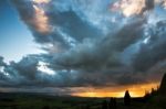 Sunset Over Val D'orcia Tuscany Stock Photo