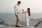 Pre Wedding Outdoor Romantic Stock Photo