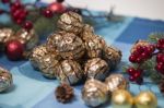 Pile Of Sweet Round Chocolate Candies Stock Photo