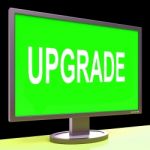 Upgrade Screen Means Improve Upgraded Or Update Stock Photo