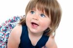 Blonde Cute Baby Girl Crawling Stock Photo