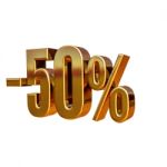 3d Gold 50 Fifty Percent Sign Stock Photo