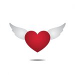 Heart With Wings Love Flat Design Icon  Illustration Stock Photo