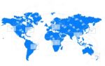 Illustration Of White Envelope On Blue World Map P Show World Ne Stock Photo