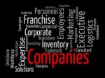 Companies Word Indicates Corporations Wordcloud And Company Stock Photo