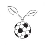 Soccer Ball Young Plant Sport Thin Line Flat Design Icon  Stock Photo