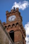 Clock Tower In Pienza Tuscany Stock Photo