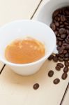 Espresso Cofee And Beans Stock Photo