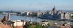 View Towards The Parliament Building In Budapest Stock Photo