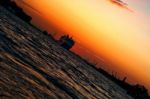 Venice Italy Sunset With Cruise Boat Stock Photo