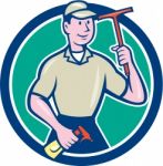 Window Washer Cleaner Squeegee Cartoon Stock Photo