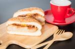 Delicious Deep Fried Pork Burger Stock Photo