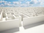 Maze Wall And Blue Sky Illustration Design Stock Photo