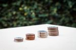 Money Coin Growing Graph With Green Background Stock Photo