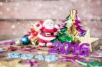 Christmas Present On Dark Wooden Background In Vintage Style Stock Photo