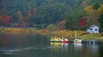 Swan Boats At Kawaguchiko Lake Stock Photo