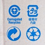 Image Close-up Of Blue Recycle Fragile Symbol Stock Photo