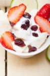 Fruit And Yogurt Salad Healthy Breakfast Stock Photo