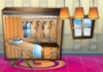 Cartoon  Illustration Interior Clothing Room With Separated Layers Stock Photo