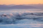 Mountain And Mist In Morning Stock Photo