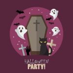 Halloween Party Flat Poster Stock Photo