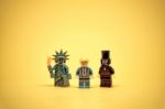 Statue Of Liberty, Lincoln And Trump. Democracy Concept Stock Photo