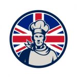 British Baker Chef Union Jack Flag Icon Stock Photo