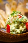 Avocado And Shrimps Salad Stock Photo