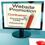 Website Promotion Confusion Shows Online Seo Strategy Stock Photo