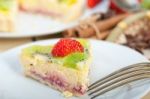 Kiwi And Strawberry Pie Tart Stock Photo