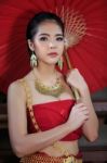 Thai Woman In Traditional Costume Stock Photo