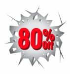 Sale 80% Percent On Hole Cracked White Wall Stock Photo