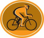 Cyclist Riding Bicycle Cycling Racing Circle Retro Stock Photo